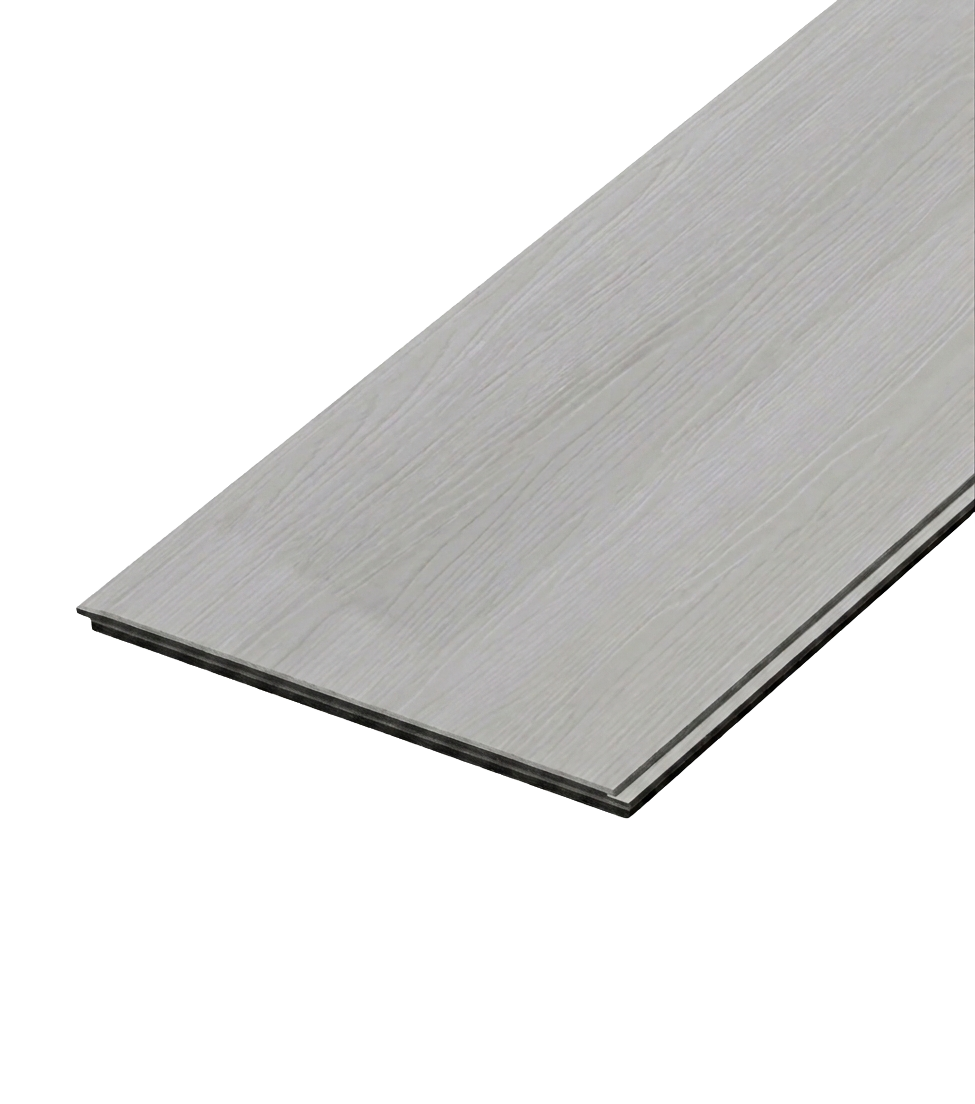Cornsilk SPC vinyl flooring, single plank shown at an angle.
