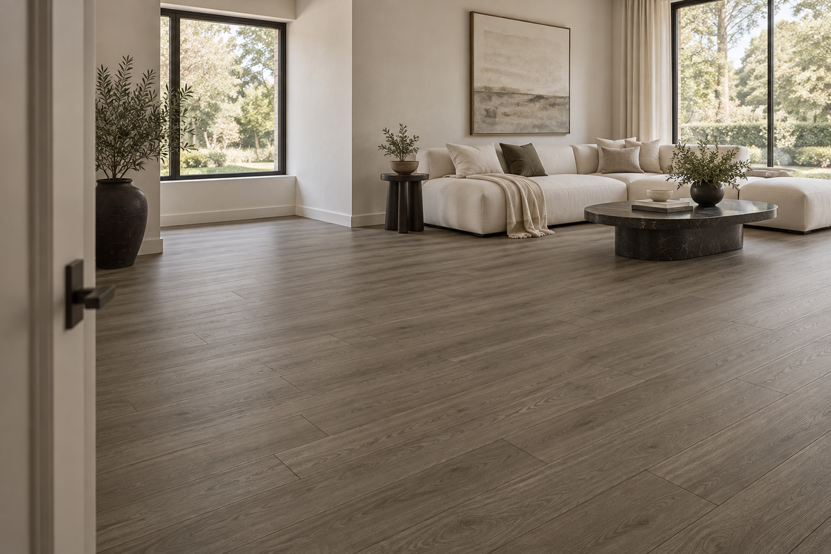 Reserve Laminate Flooring — TF6609-F — daytime living room. AI interior visualization based on original supplier finish photos.