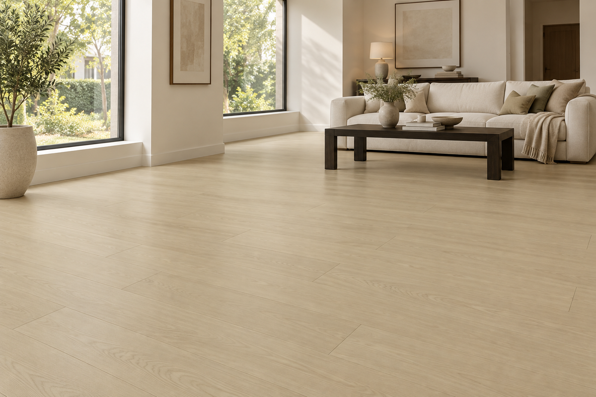 Lynx Laminate Flooring — TF8312-F — daytime living room. AI interior visualization based on original supplier finish photos.