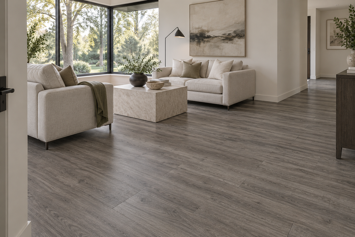 Toucan TFGD 202 Glue-Down Vinyl Flooring — TFGD 202 — daytime living room. AI interior visualization based on original supplier finish photos.
