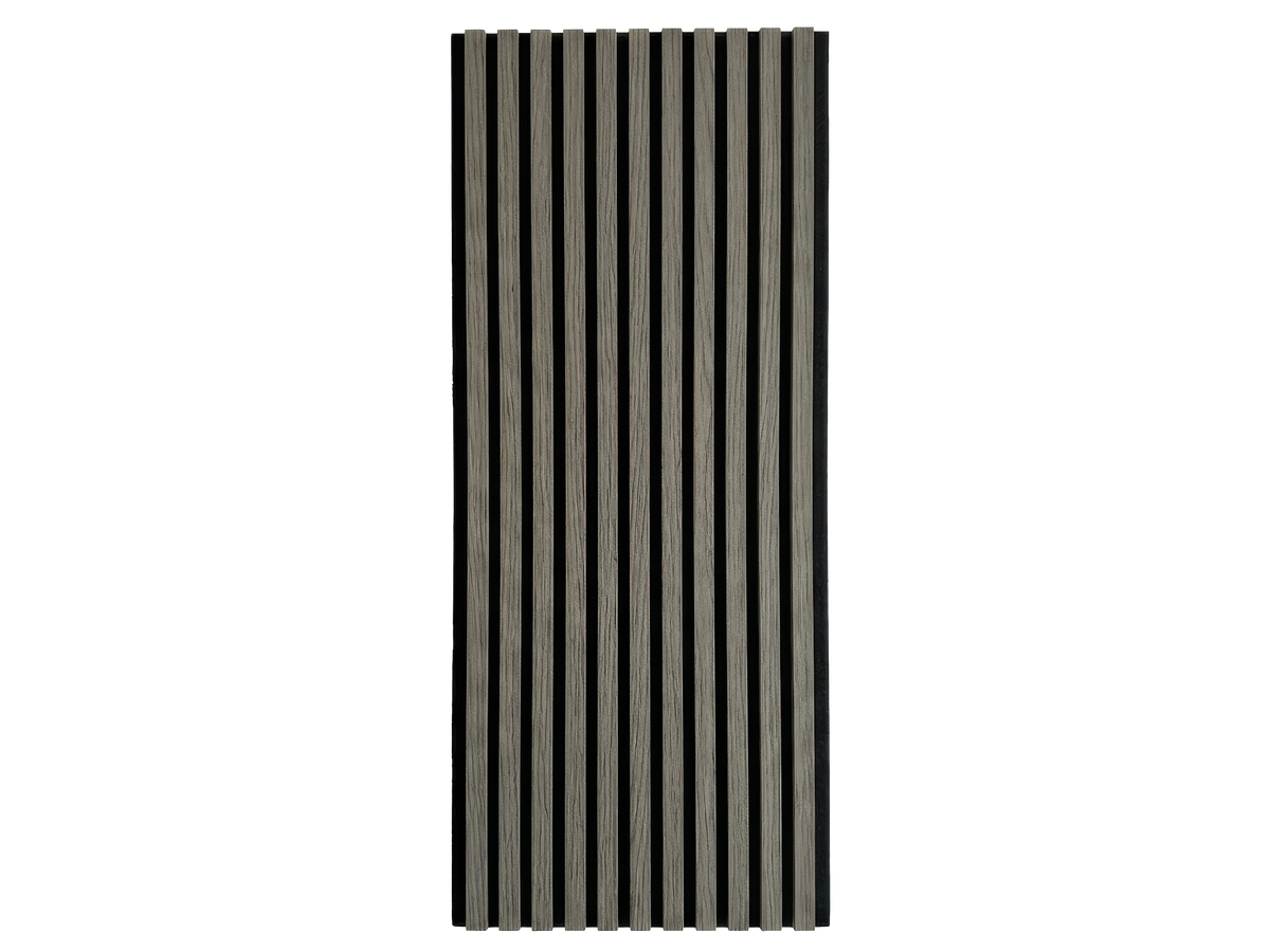 Cloud Grey wood slat acoustic panel, full front view.