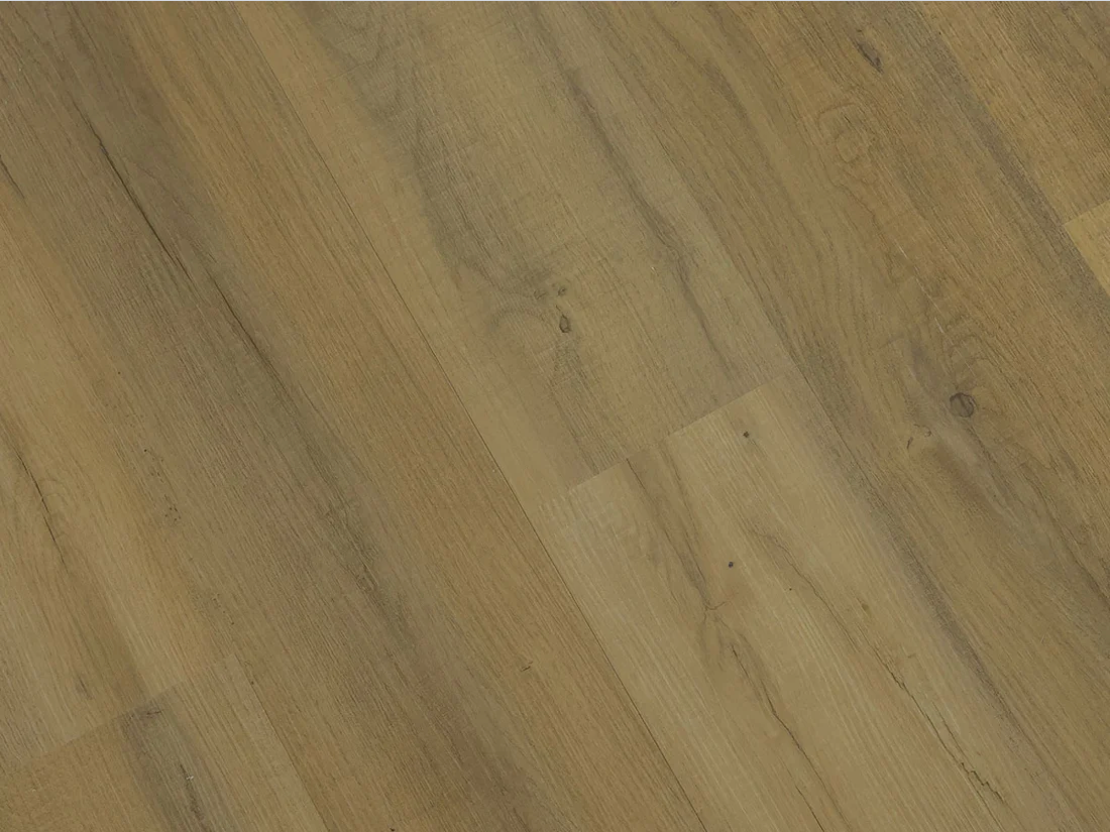 Ceaser SPC vinyl flooring, angled close-up of the grain and plank joints.