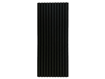 Night black wood slat acoustic panel, full front view.