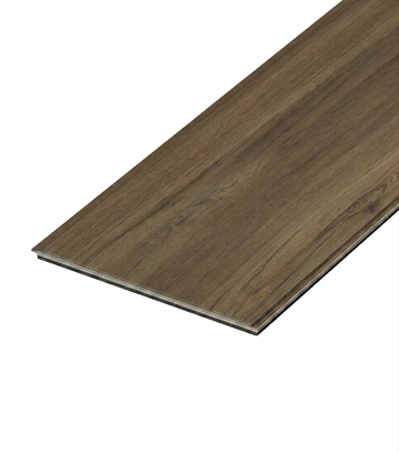 Milk Chocolate SPC vinyl flooring, single plank shown at an angle.