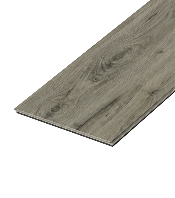 Pebble SPC vinyl flooring, single plank shown at an angle.