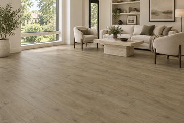 Shore Laminate Flooring — TF6301-F — daytime living room. AI interior visualization based on original supplier finish photos.