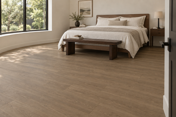 Grizzly Laminate Flooring — TF8309-F — daytime bedroom. AI interior visualization based on original supplier finish photos.