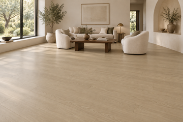 Chipmunk Laminate Flooring — TF8311-F — daytime living room. AI interior visualization based on original supplier finish photos.