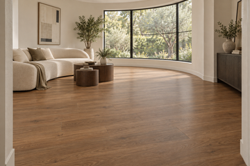 Archon SPC Vinyl Flooring — TFCET1001-F — daytime living room. AI interior visualization based on original supplier finish photos.