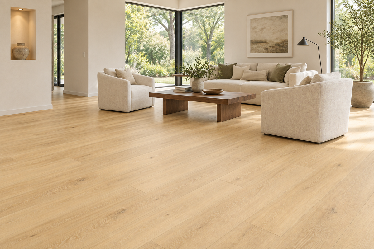 Altura SPC Vinyl Flooring — TFCET1006-F — daytime living room. AI interior visualization based on original supplier finish photos.
