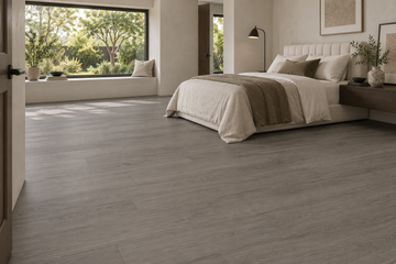 Chestnut Canyon Loose Lay Vinyl Flooring — TFL622 — daytime bedroom. AI interior visualization based on original supplier finish photos.