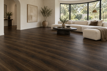 Coffee Date SPC Vinyl Flooring — TFSPC501-F — daytime living room. AI interior visualization based on original supplier finish photos.